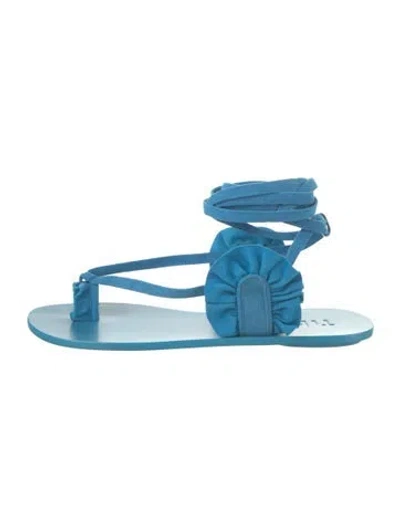 Pre-owned Tibi Suede Leather Trim Embellishment Sandals In Blue