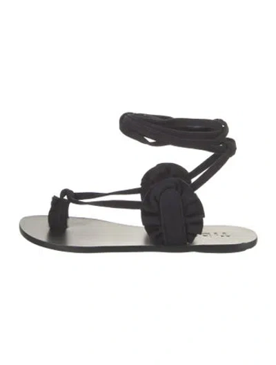 Pre-owned Tibi Suede Leather Trim Embellishment Sandals In Blue