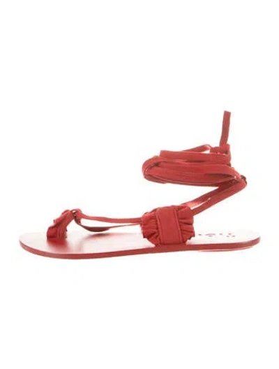 Pre-owned Tibi Suede Ruffle Embellishment Gladiator Sandals In Red