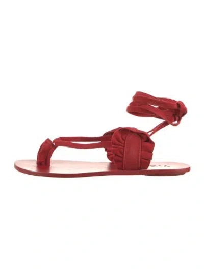 Pre-owned Tibi Suede Ruffle Embellishment Sandals In Red