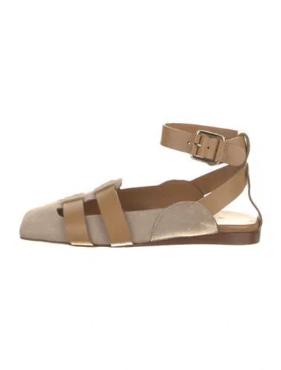 Pre-owned Tibi Suede Slingback Flats In Brown