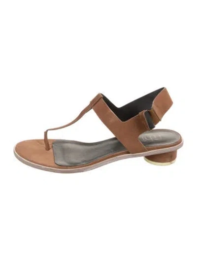 Pre-owned Tibi Suede Slingback Flats In Brown