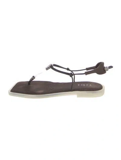 Pre-owned Tibi Suede T-strap Sandals In Black