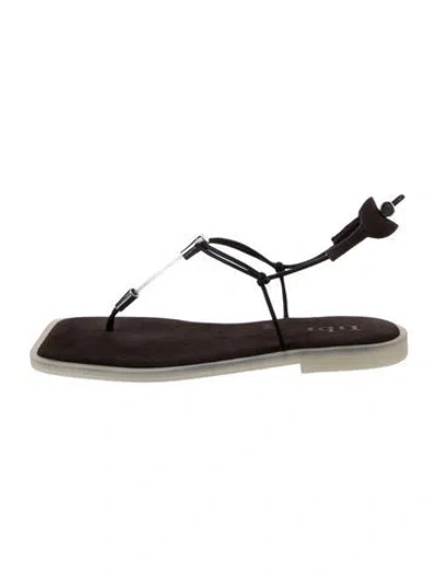 Pre-owned Tibi Suede T-strap Sandals In Brown/clear