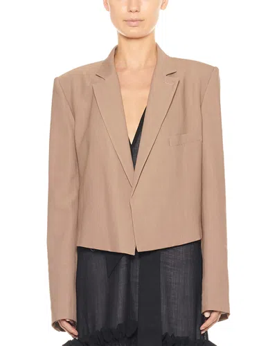 Tibi Suiting Cropped Jacket In Burgundy