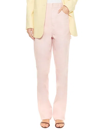 Tibi Suiting High Rise Sebastian Linen-blend Pant In Pink