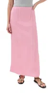 Tibi Summer Acetate Crinkle Maxi Slip Skirt Pink