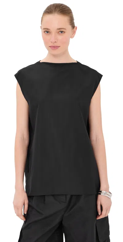 Tibi Summer Nylon Sleeveless Cocoon Top Black