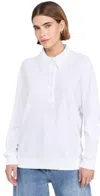 Tibi Summer Sweatshirting Polo Collar Sweatshirt White In White