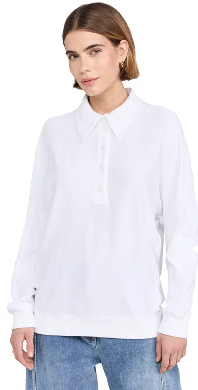 Tibi Summer Sweatshirting Polo Collar Sweatshirt White In Blue