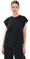 Tibi Summer Sweatshirting Sleeveless Easy Top Black In Black