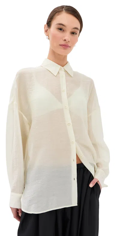 Tibi Summer Voile Oversized Shirt Ivory In Yellow