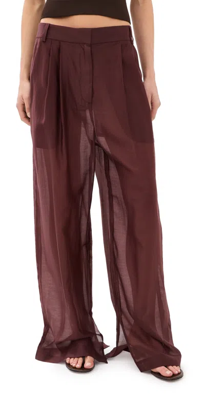 Tibi Summer Voile Stella Pants Russet Brown