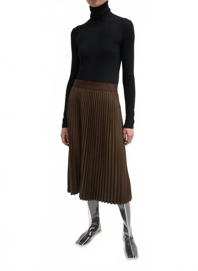 Tibi Sunray Pull On Midi Skirt In Brown