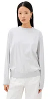 Tibi Super Fine Gauge Perfect Pullover Light Heather Grey In Light Heather Grey