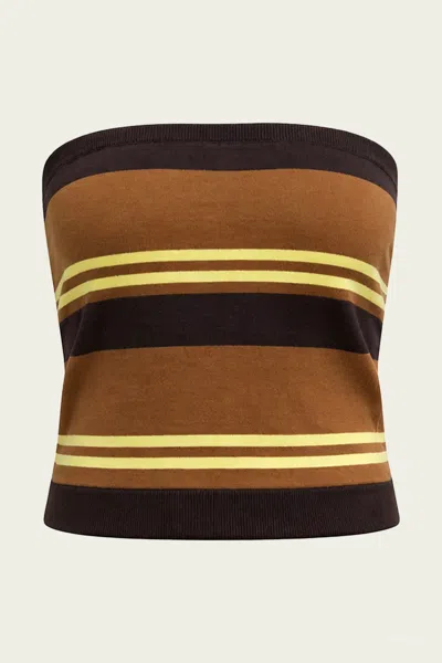 Tibi Super Fine Gauge Striped Perfect Tube Top Brown Multi