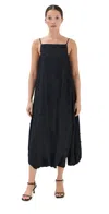 Tibi Tech Swiss Dot Square Neck Cami Dress Black