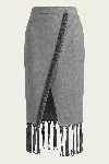 Tibi Techy Bonded Wool Crochet Trim Skirt In Grey In Gray