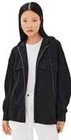 Tibi Techy Viscose Zip Up Hoodie Black In Black