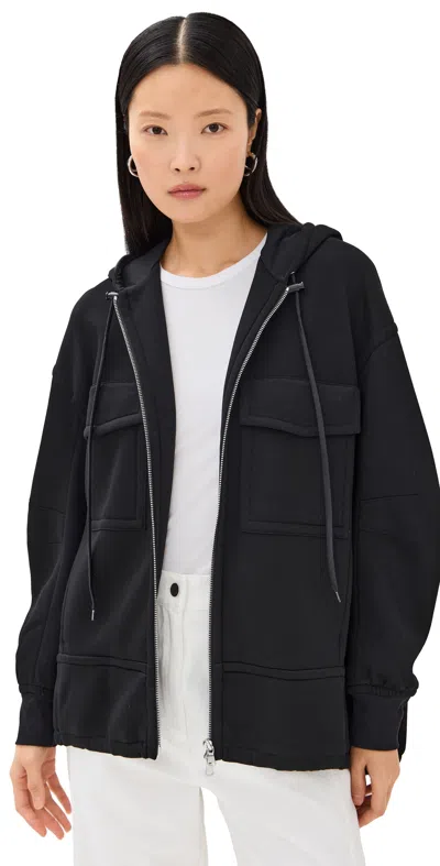 Tibi Techy Viscose Zip Up Hoodie Black