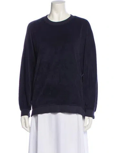 Pre-owned Tibi Terry Cloth Crew Neck Sweatshirt In Blue