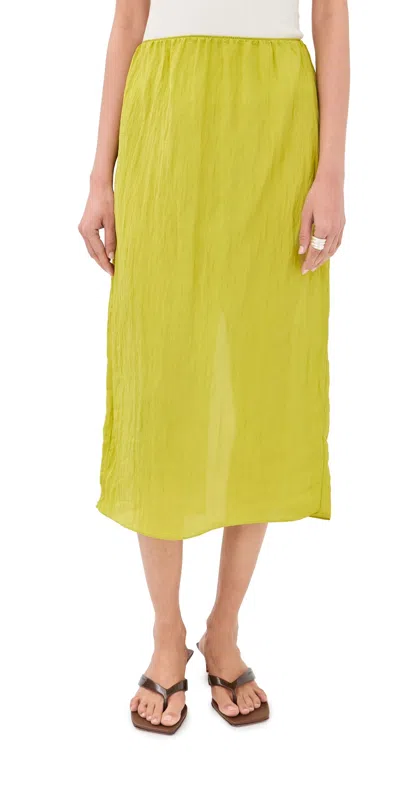 Tibi The Crinkle Slip Skirt Peapod In Yellow