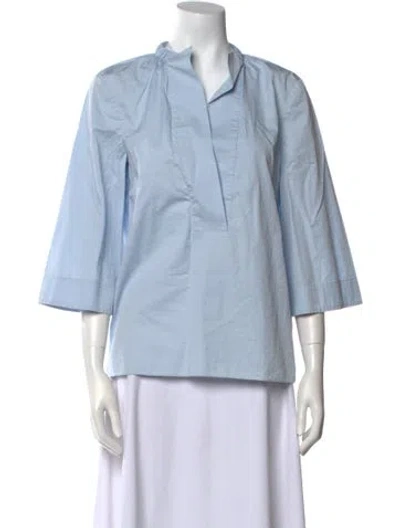 Pre-owned Tibi Three-quarter Sleeve Blouse In Blue
