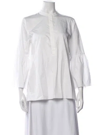 Pre-owned Tibi Three-quarter Sleeve Blouse In White