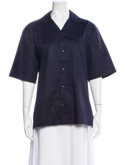 Pre-owned Tibi Three-quarter Sleeve Button-up Top W/ Tags In Blue
