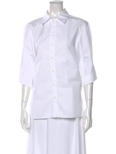 Pre-owned Tibi Three-quarter Sleeve Button-up Top In White