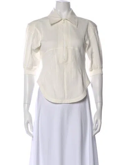 Pre-owned Tibi Three-quarter Sleeve Polo In White