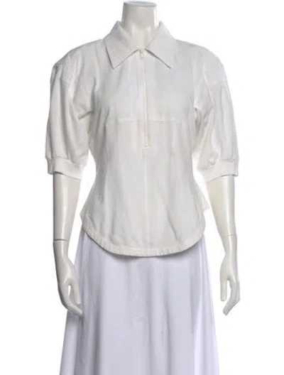 Pre-owned Tibi Three-quarter Sleeve Top In White