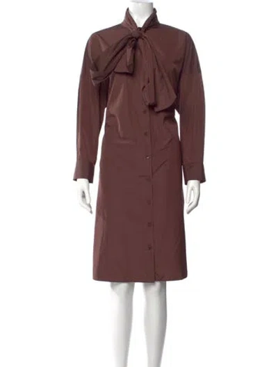 Pre-owned Tibi Tie Neck Knee-length Dress In Brown