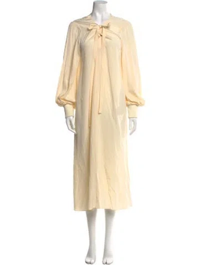 Pre-owned Tibi Tie Neck Long Dress In Neutral