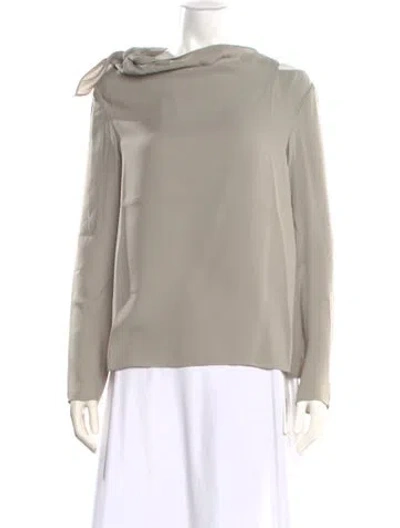 Pre-owned Tibi Tie Neck Long Sleeve Blouse W/ Tags In Green