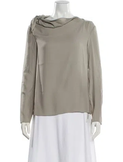 Pre-owned Tibi Tie Neck Long Sleeve Blouse W/ Tags In Green