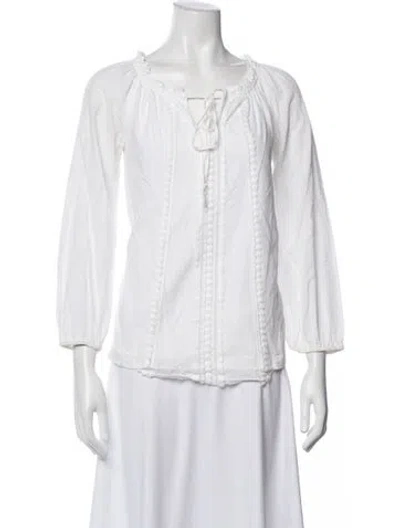 Pre-owned Tibi Tie Neck Long Sleeve Blouse In White