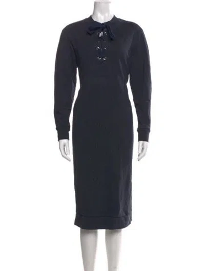 Pre-owned Tibi Tie Neck Midi Length Dress In Blue