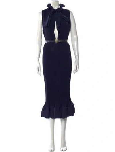 Pre-owned Tibi Tie Neck Midi Length Dress In Neutral