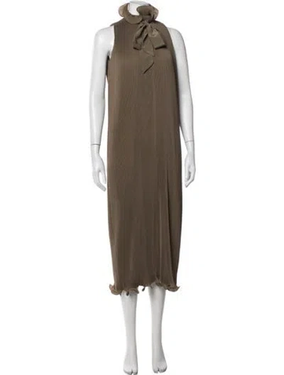 Pre-owned Tibi Tie Neck Midi Length Dress In Neutrals