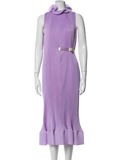 Pre-owned Tibi Tie Neck Midi Length Dress In Purple
