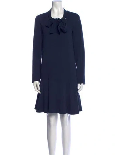 Pre-owned Tibi Tie Neck Mini Dress In Blue