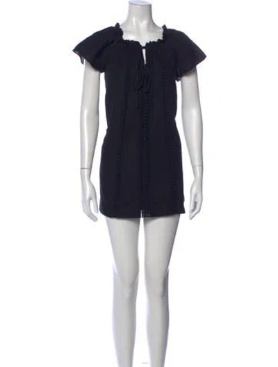Pre-owned Tibi Tie Neck Mini Dress In Blue
