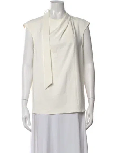 Pre-owned Tibi Tie Neck Sleeveless Blouse In White