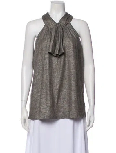 Pre-owned Tibi Tie Neck Sleeveless Top In Gray