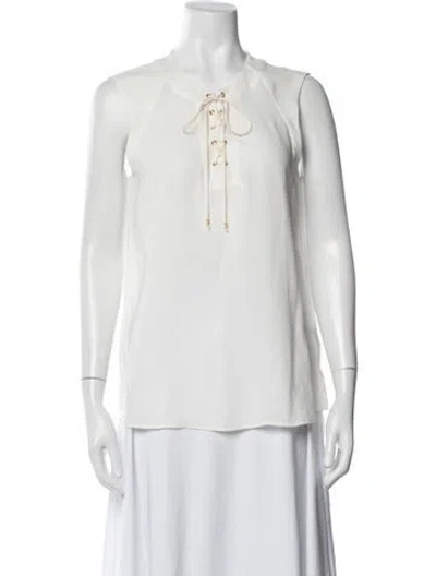 Pre-owned Tibi Tie Neck Sleeveless Top In Neutral