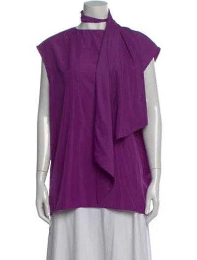Pre-owned Tibi Tie Neck Sleeveless Top In Purple