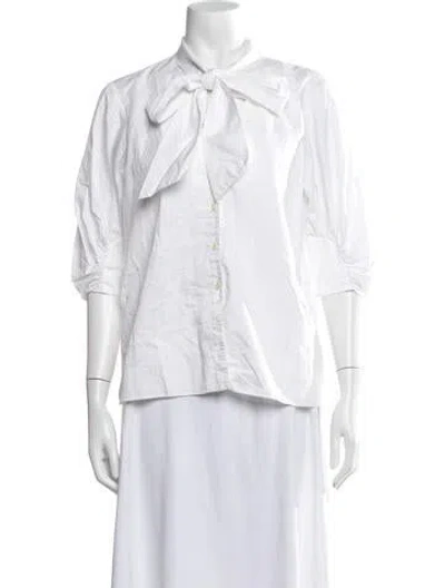 Pre-owned Tibi Tie Neck Three-quarter Sleeve Blouse In Neutrals
