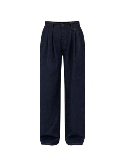 Tibi Triple-pleat Jeans In Blue