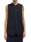 Tibi Tropical Wool Easy Vest In Navy
